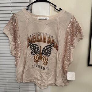 Altar'd State Cream sequin Top
